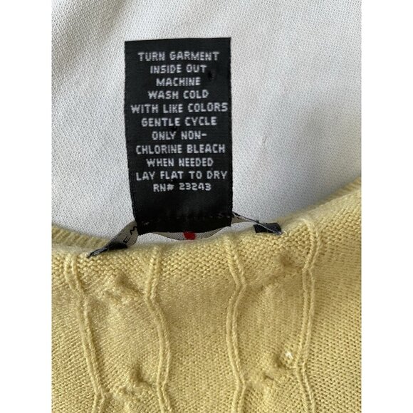 New York & Company Womens V-Neck Cable Knit Short Sleeve Sweater Large Yellow Ac - Picture 6 of 8